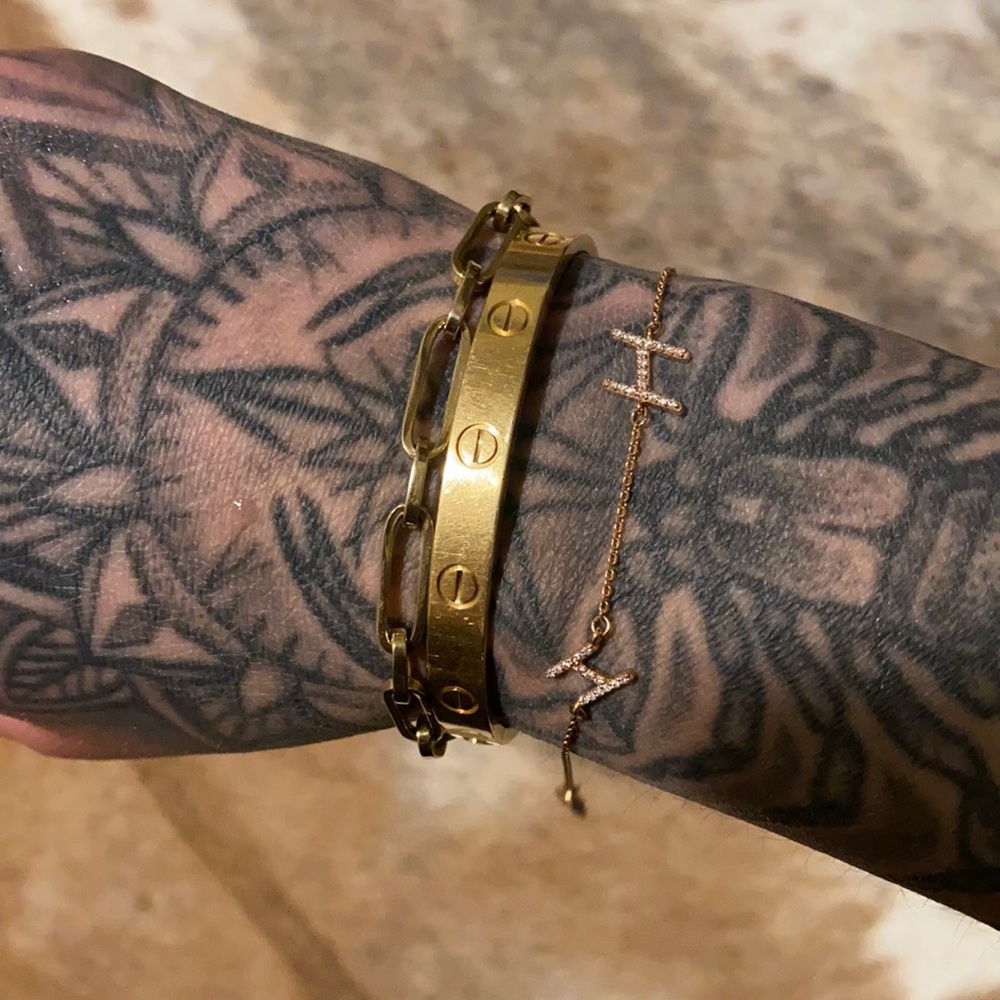 Diamond Pave Letter H Rose Gold Bracelet